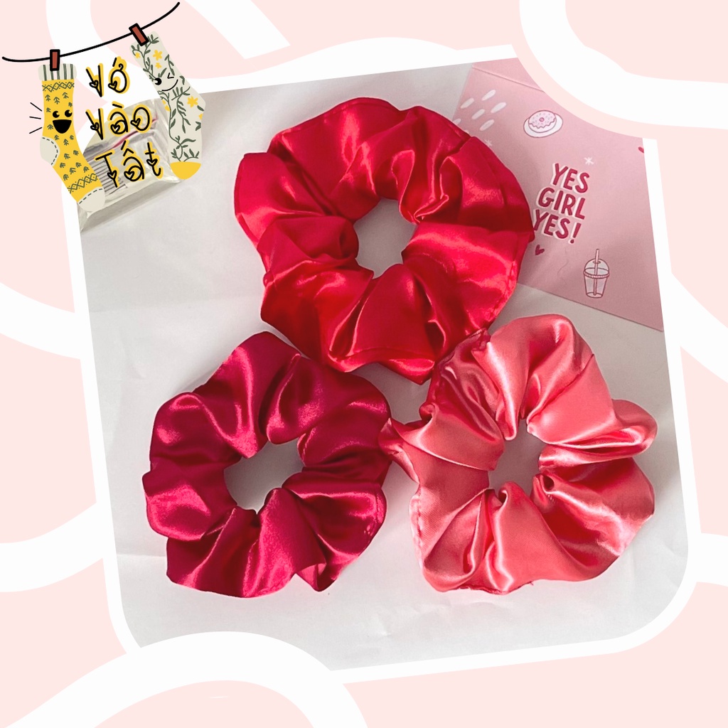 Buộc tóc scrunchies satin bóng