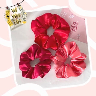Buộc tóc scrunchies satin bóng
