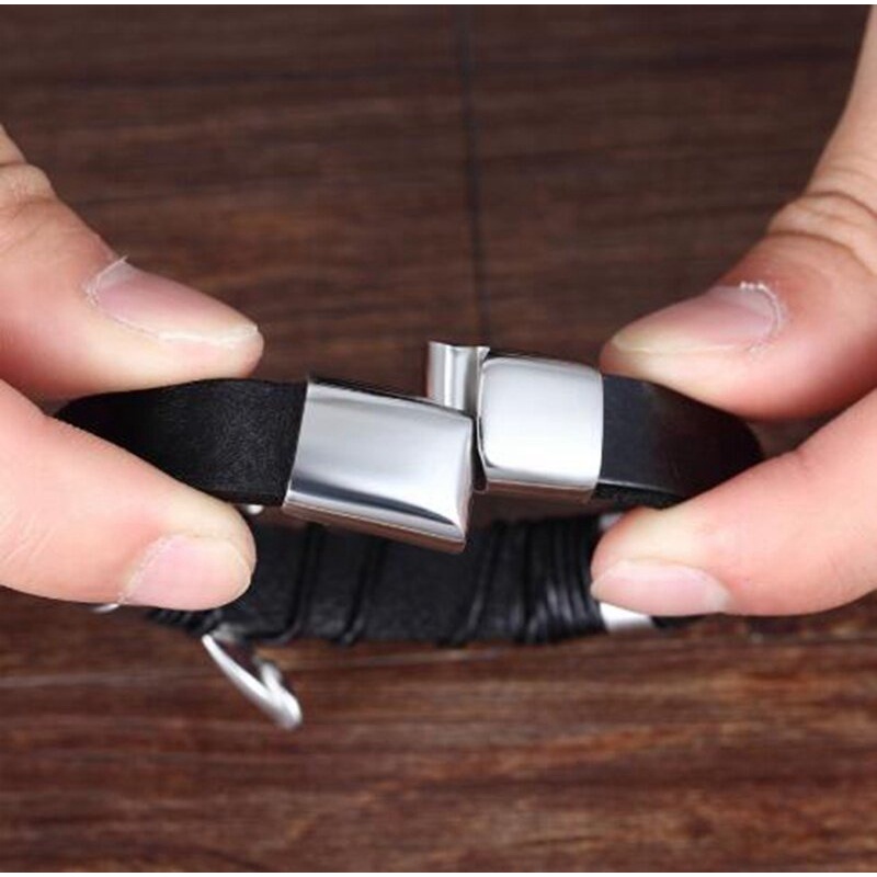 Vòng Tay Nam Hanmade AROTI  Chất Dây Da Cao Cấp, Khóa và Charm Titan Cực Đẹp, Phong Cách Sang Trọng, Cá Tính VT617-D