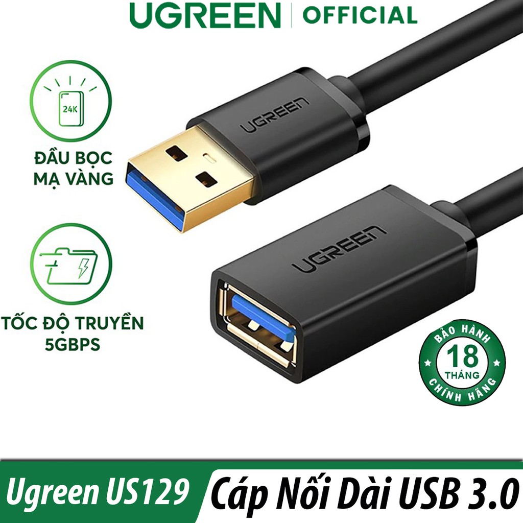 Cáp Tín Hiệu Nối Dài USB 3.0 Ugreen US129 Chính Hãng