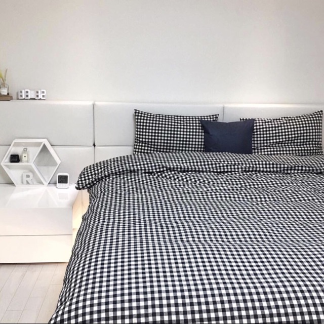 [FREESHIP] Bộ chăn ga poly cotton: caro đen trắng | BigBuy360 - bigbuy360.vn