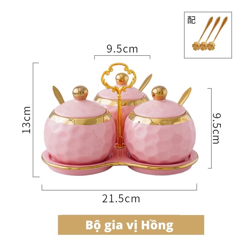 HÀNG CÓ SĂN HÀNG CÓ SẴN Bộ đựng gia vị bằng sứ 3 ngăn cao cấp,decor bếp GỐM SỨ CAO CẤP
