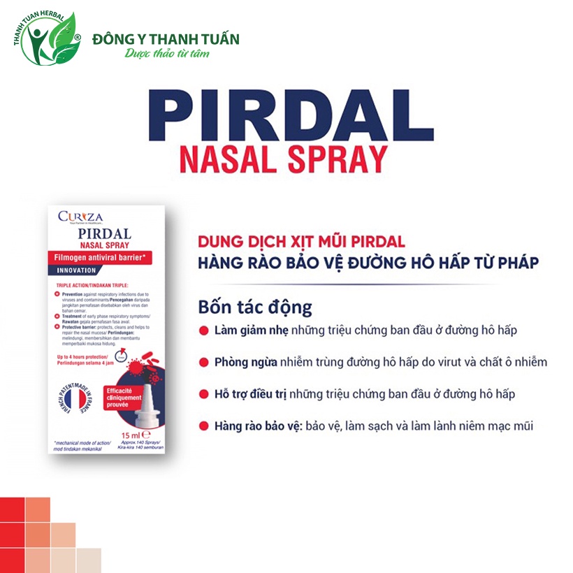 [Bộ đôi bất hoạt virut nhập khẩu Châu Âu] Chai xịt mũi PIRDAL Nasal Spray 15ml Pháp và Chai xịt mũi VIRALEZE 10ml Úc