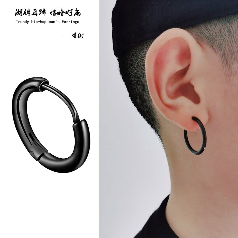 Khuyên tai vòng tròn phong cách hiphop đơn giản sành điệu cho nam nữ