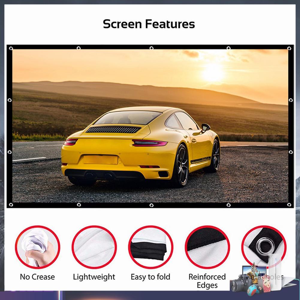 Màn hình chiếu đơn giản tỉ lệ 16: 9 cỡ 60 72 84 100 120 150 inch độ phân giải HD cho văn phòng/ngoài trời/trong nhà