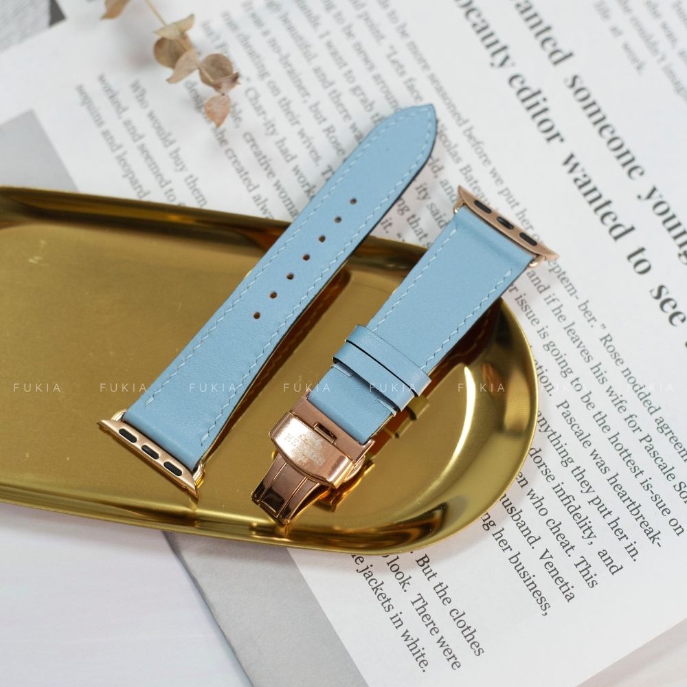 Dây da thủ công Swift Xanh Sierra dành cho Apple Watch, đồng hồ thông minh, đồng hồ cơ FUKIA DDTC231