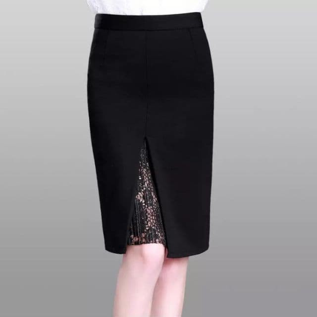 chân váy xẻ trước phối ren 55cm