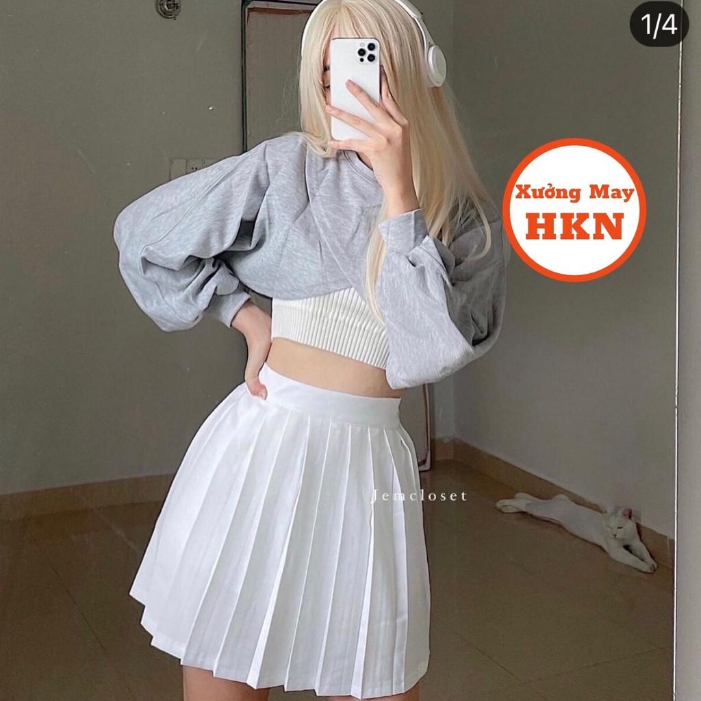 Set Áo Croptop Nữ Logo Phong Cách Hàn Quốc Dễ Phối Đồ, Trẻ Trung, Năng Động, Dễ Thương Mã 611 Xưởng May HKN