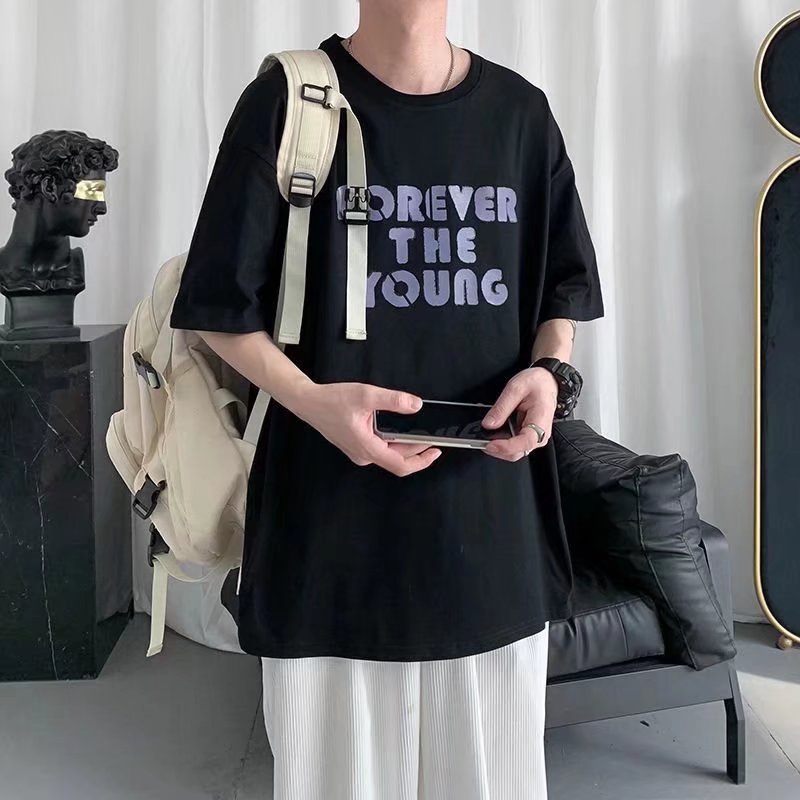 Áo Thun Tay Ngắn Dáng Rộng In Chữ Thời Trang Mùa Hè Cho Nam Và Nữ Size M-8XL