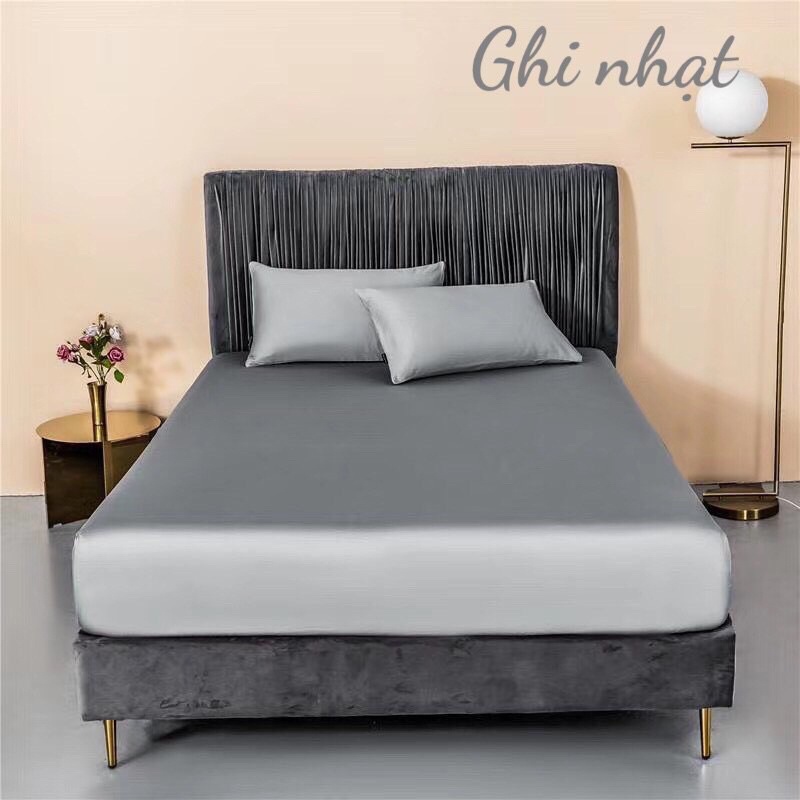 Bộ Ga Giường Kèm Vỏ Gối Cotton Lụa 60s Siêu Mềm Mịn - Bộ 3 Món Gồm Ga Trải Giường Tặng Kèm 2 Vỏ Gối Cotton Lụa