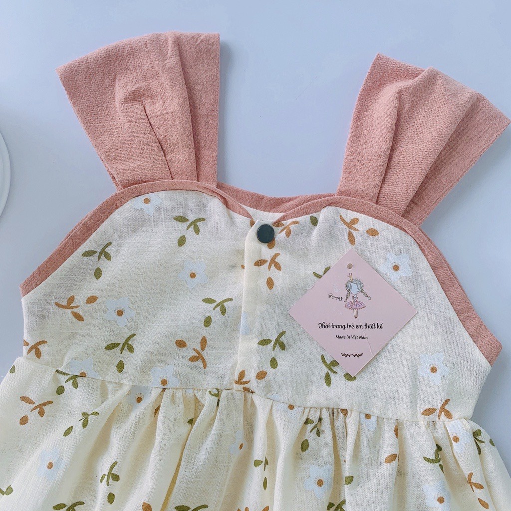 Bodysuit cho bé gái sơ sinh chất liệu thô đũi mềm mịn mát màu trắng hoa nhí