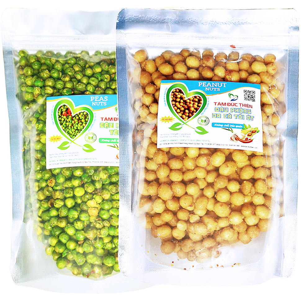 Combo 1KG: Đậu Phộng Da Cá Tỏi Ớt / Hà Lan Tỏi Ớt Tâm Đức Thiện (2 x Túi 500GR) | BigBuy360 - bigbuy360.vn