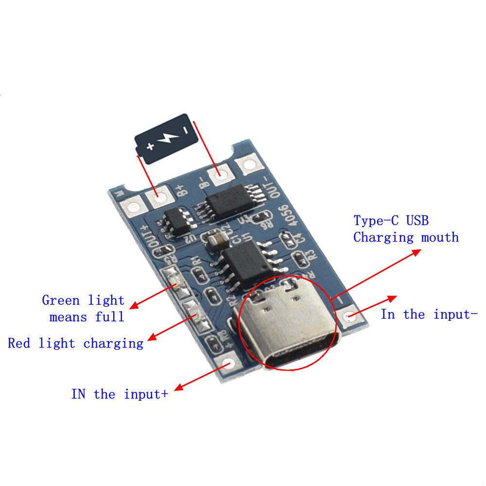 Mạch Sạc Pin Lithium - Li-ion - 18650 TP4056 Có Bảo Vệ Pin Cổng USB TYPE-C