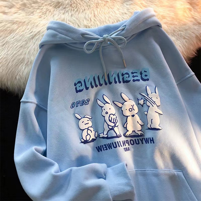 【ZHELIHANGFEI】Áo Hoodie Tay Dài Form Rộng In Họa Tiết Thời Trang