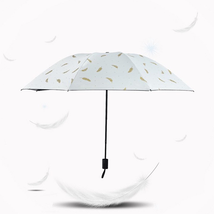 Ô đi mưa - Dù đi mưa,chống tia UV họa tiết lông vũ có thể gấp gọn,tiện dụng chất liệu vải dù CAO CẤP