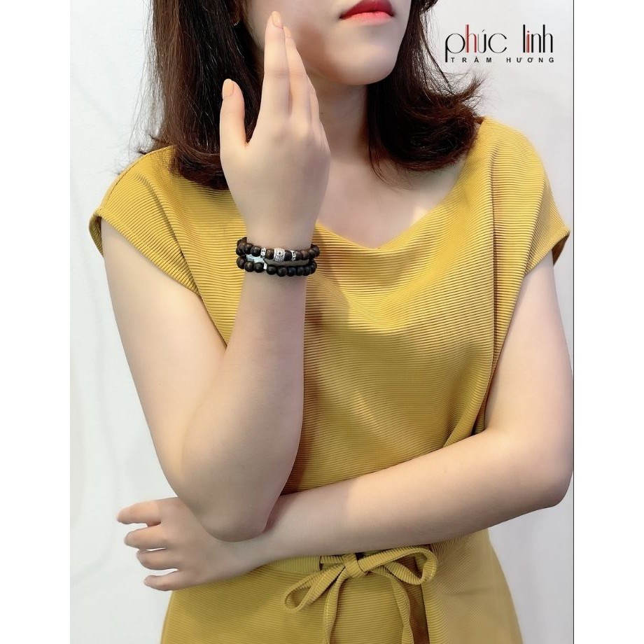 Vòng Tay Trầm Mix Charm Bạc PHÚC LINH