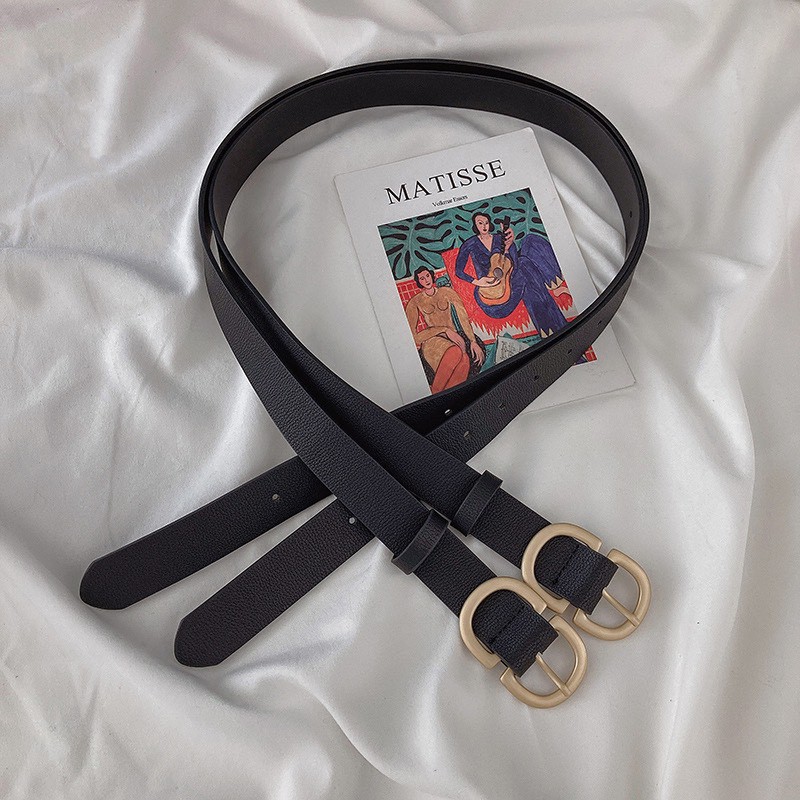 THẮT LƯNG DA Chữ D (TL013) Style HÀN Quốc - Dây nịt da Nam Nữ mặt vàng đồng trẻ trung ulzzang