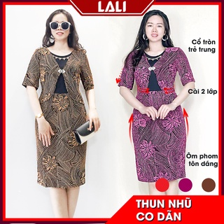Váy trung niên thiết kế dự tiệc, Đầm trung niên dáng ôm tay lửng MS 71 Y