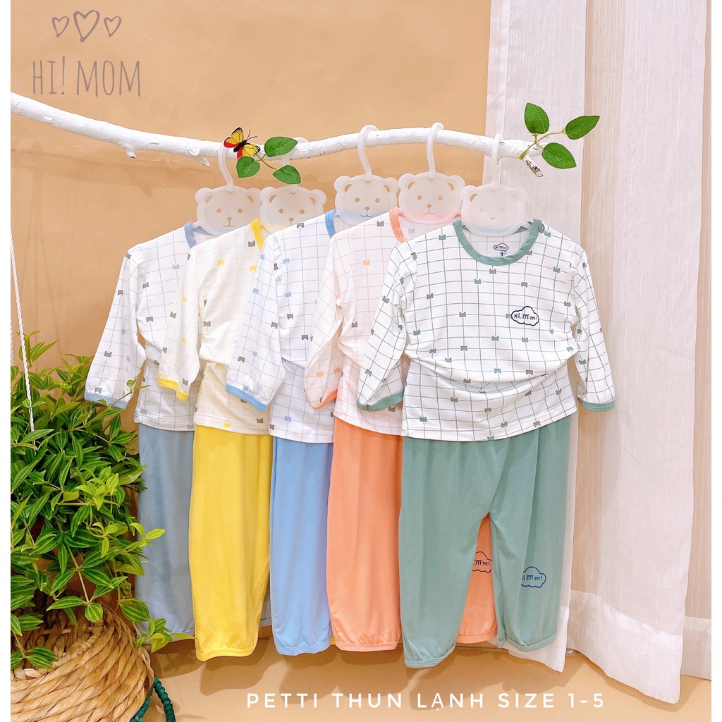 Bộ dài tay cài vai petit mềm mát Hi Mom