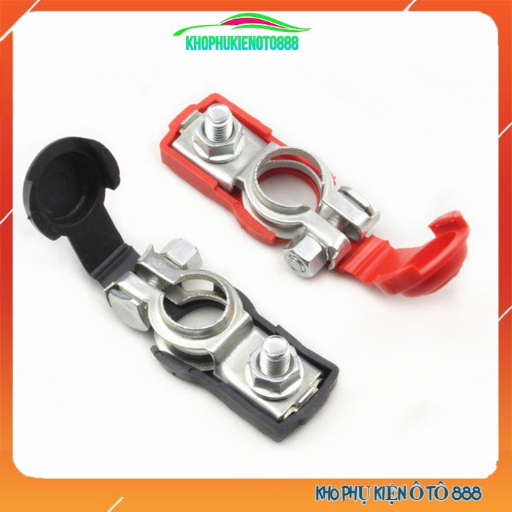 Bộ 2 kẹp nối ắc quy acquy ô tô xe máy xe hơi chất liệu hợp kim kẽm