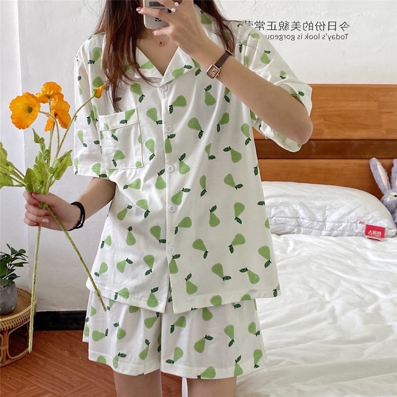 PIJAMA NỮ QUẢ LÊ 🦋 Set mặc nhà/ đồ ngủ nữ đẹp cam xanh quả bơ 🦋 | BigBuy360 - bigbuy360.vn