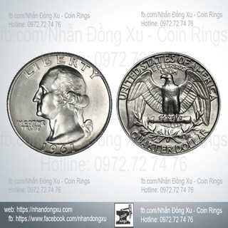 Nhẫn Đồng Xu 25 cent Dollar Mỹ