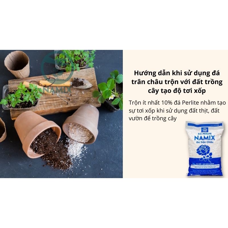 Đá Perlite- đá trân châu Namix- làm giá thể trồng hoa-TÚI 5DM