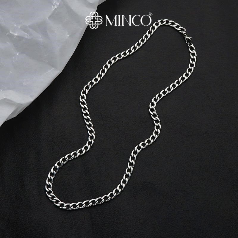 Dây Chuyền Nam Cuban Basic Minco Accessories Vòng cổ Bản xích Trơn Phong cách HipHop Thời Trang Màu Bạc Đẹp DT65