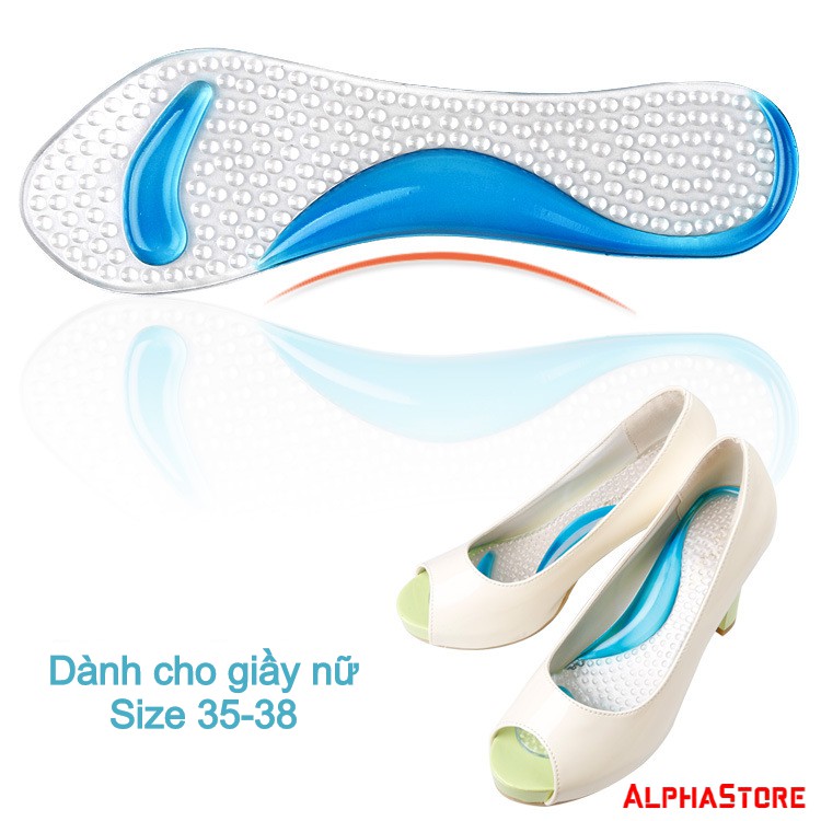 Cặp Lót Giày Massage Dành Cho Nữ - Miếng Lót Silicon Gel Giảm Đau, Chống Trượt, Êm Chân Đứng Lâu, Đi Nhiều, Dự Event