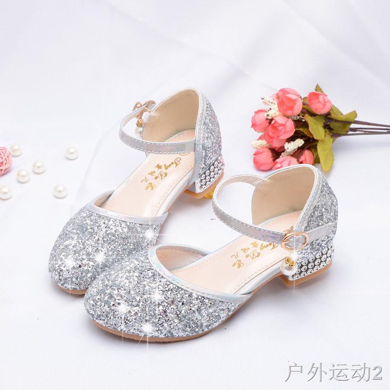 giày nữ trẻ em mới công chúa bé gái mới, đồng ca bạc, biểu diễn catwalk em, sân khấu, xu hướng cao gót cho6
