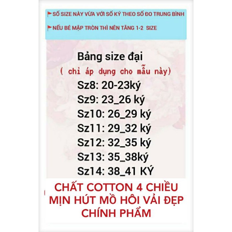 XẢ LẺ SIZE(20KG -40KG) Bộ quần áo dài bé gái size đại babydoll thun cotton | GBD12