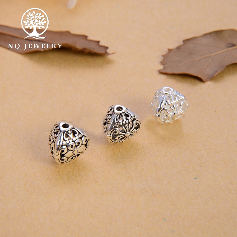 Charm xỏ ngang hạt hoa tiết hoa văn - NQ Jewelry
