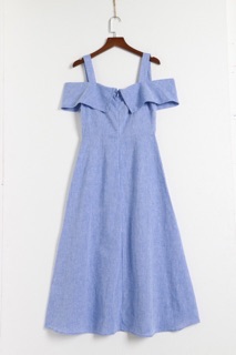 Đầm linen vai bẹt
