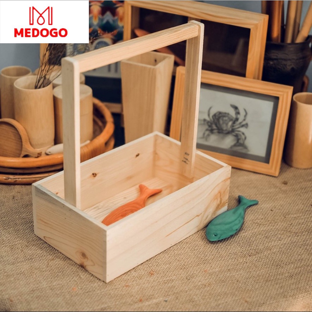 Giỏ gỗ trang trí MEDOGO, đựng đồ