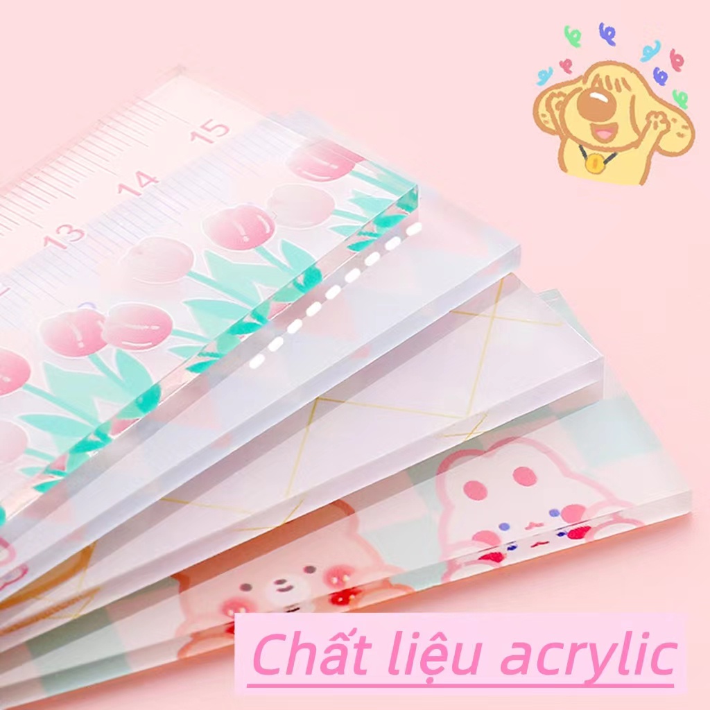 Thước kẻ / Thước Đo Chất Liệu acrylic Dày Dặn Hoạ Tiết Hoạt Hình Dễ Thương | Thước Vẽ Văn Phòng Phẩm Học Tập