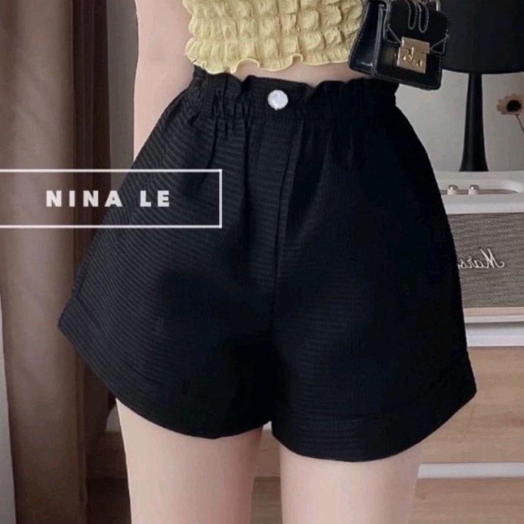 Quần shorts Cạp cáp Đóng nút kiểu lưng thun có giãn