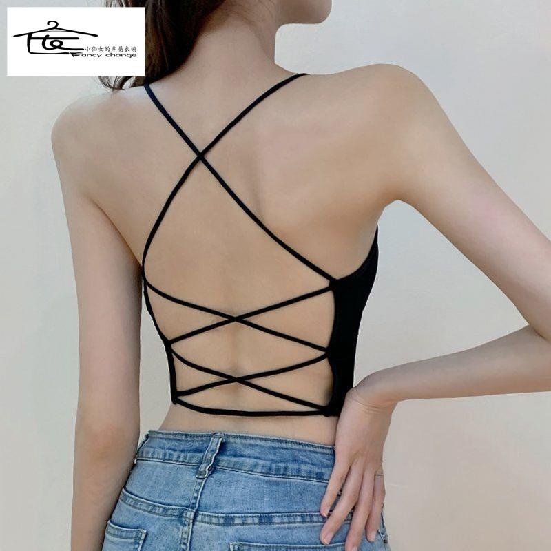 Bán Chạy ~ Áo Lót Dây Chéo Không Gọng Thép Ôm Dáng Chống Lộ Hàng Có Thể Mặc Ngoài Trời Quyến Rũ Cho Học Sinh