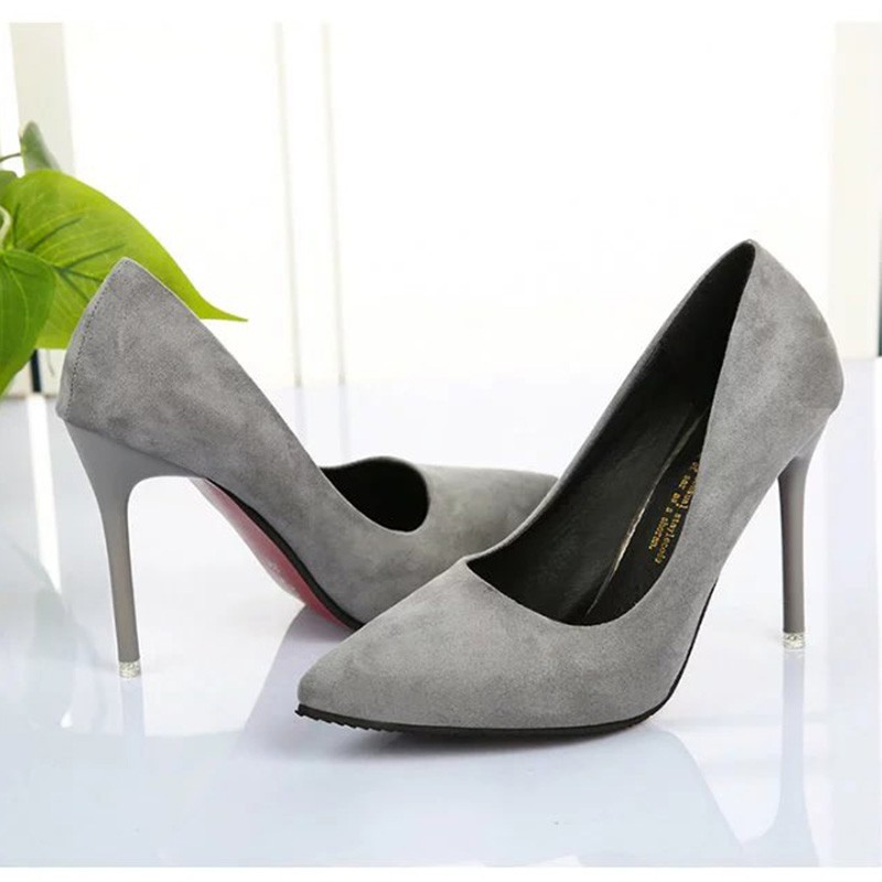 Giày cao gót mũi nhọn bằng chất liệu bề mặt nhung thời trang sang trọng cho nữ