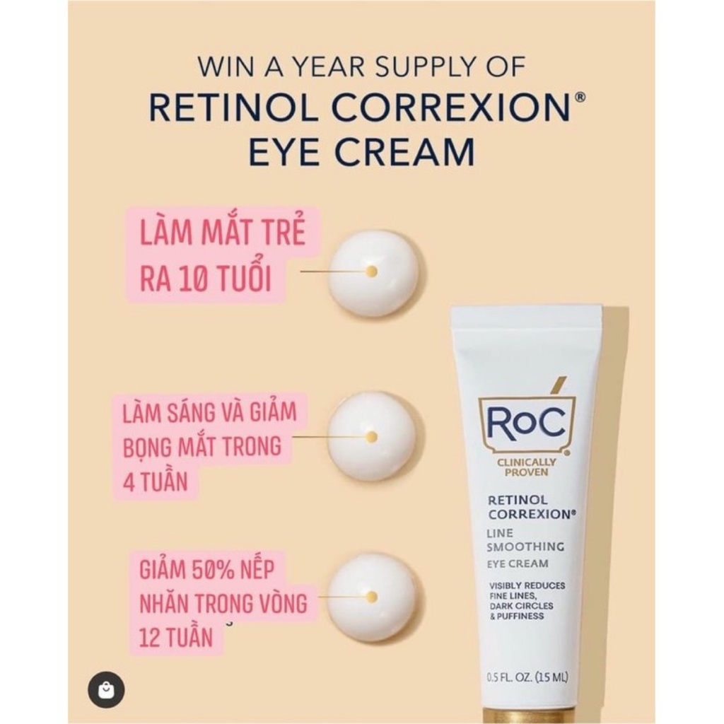 [MẪU MỚI] Kem mắt giảm nhăn &amp; mờ thâm RoC Retinol Correxion Line Smoothing Eye Cream