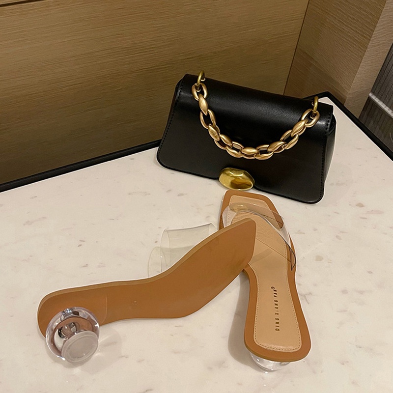 Ielgy Dép Gót Dày Đính Pha Lê Màu Trơn Đơn Giản Thời Trang Mùa Hè