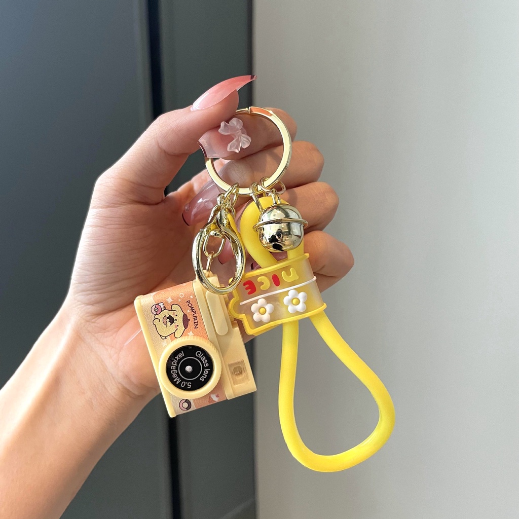 Móc khóa máy ảnh có đèn và tiếng khi chụp, móc túi máy ảnh để treo balo cặp túi xách  nhiều màu xinh xắn  - Ráp