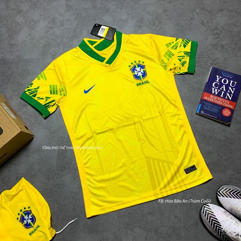 BỘ QUẦN ÁO ĐÁ BANH ĐỘI TUYỂN BRAZIL MÙA GIẢI 2023 CAO CẤP QUẦN VÀNG