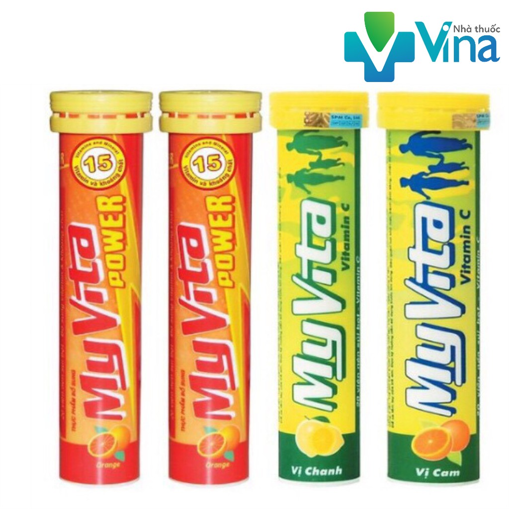 Vitamin C Sủi Myvita Vị Cam, Vị Chanh Tube 20 viên