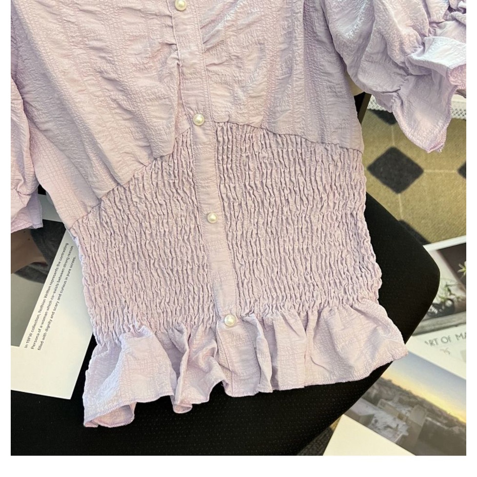 Áo Sơ Mi Nữ Trễ Vai Tay Ngắn Phong Cách Châu Âu Thời Trang Mới