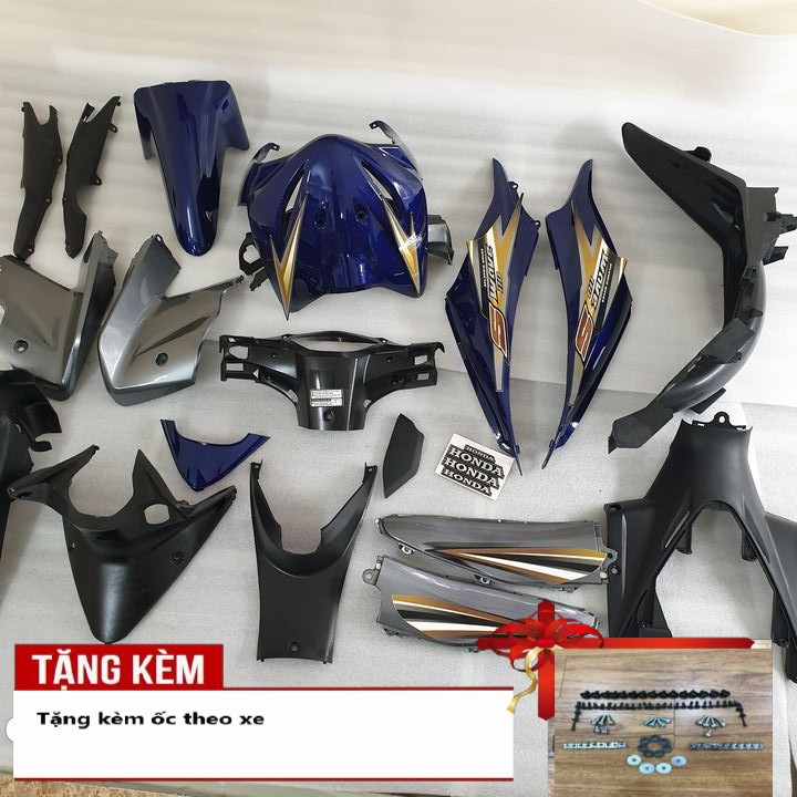 Bộ nhựa xe Wave S110  đời 2008 đến 2010 Màu Xanh Tím Than  Dàn áo xe máy Wave S110