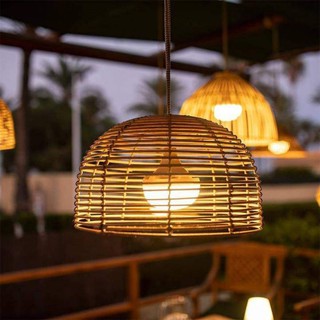 Đèn mây bán nguyệt đan thưa d40