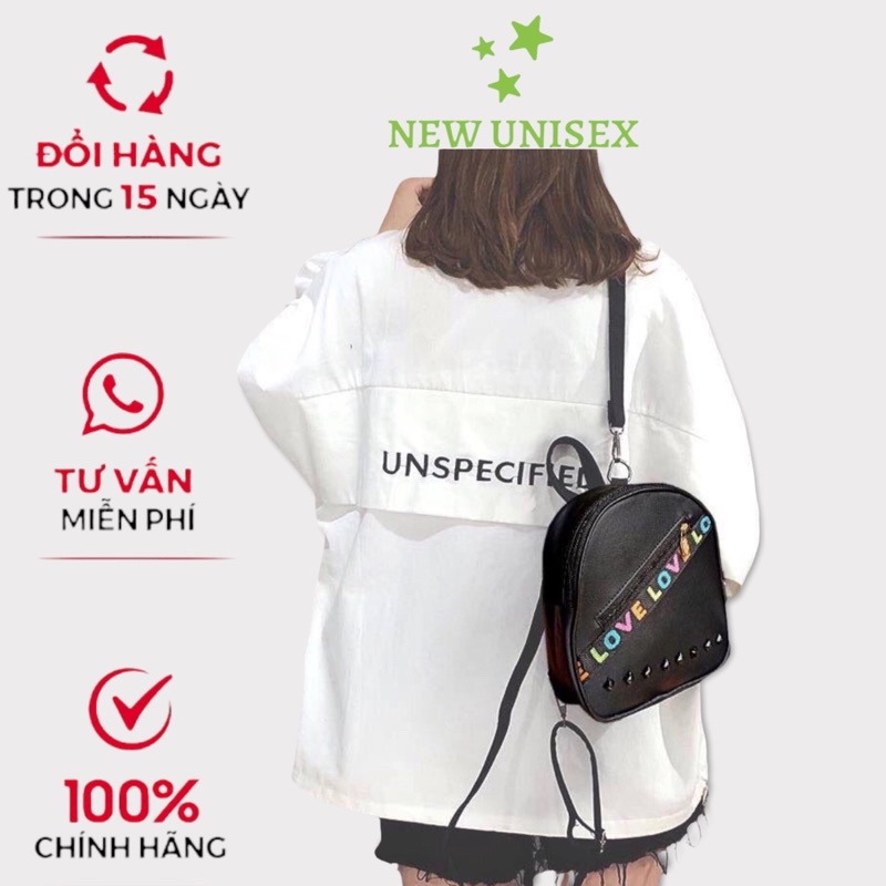 Balo nữ mini da mềm nhiều màu đính LOVE xinh xắn [New Unisex]