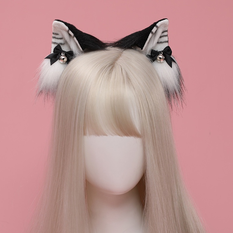 Băng Đô Tai Mèo Bông Có Chuông Hóa Trang Cho Nữ