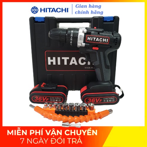 [Chính Hãng] Máy Khoan Pin Hitachi 36V 3 chức năng, 2 pin- Khoan tường, Bắt Vít Tặng bộ phụ kiện 24 chi tiết