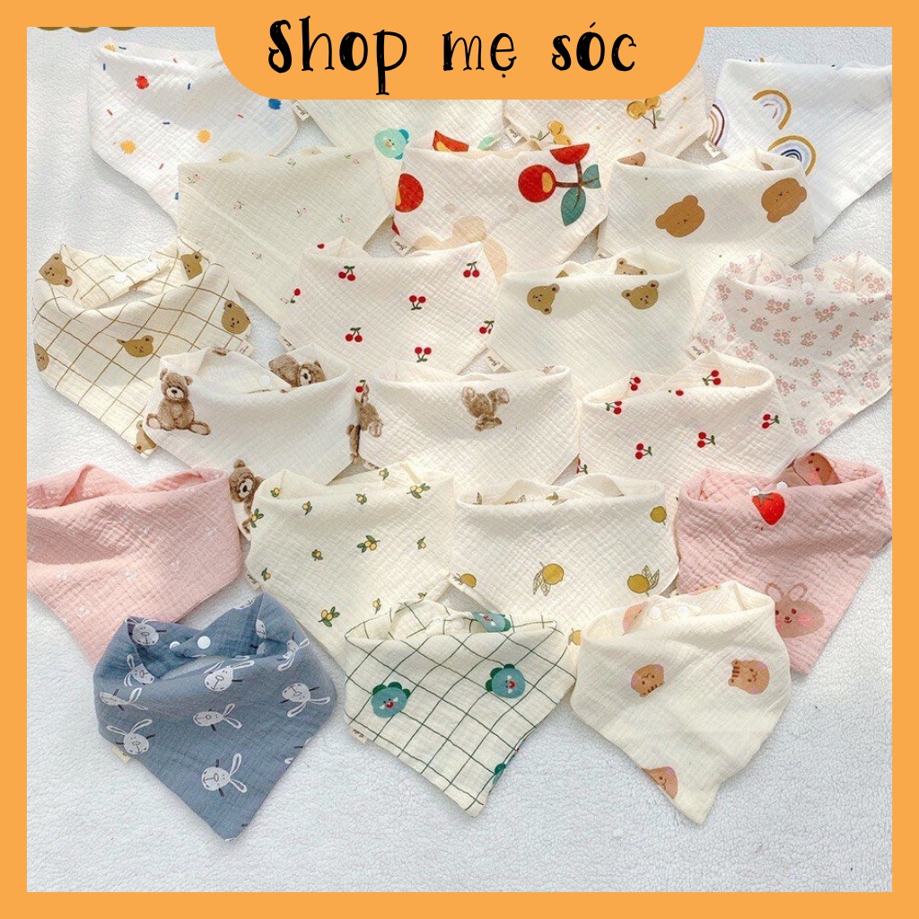 Yếm tam giác, yếm xô muslin, yếm dãi, khăn ăn dặm cho bé thoáng mát, thấm hút cực nhanh mesocshop
